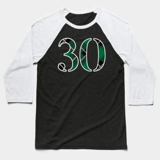 30 Sports Jersey Number Green Black Flannel Baseball T-Shirt